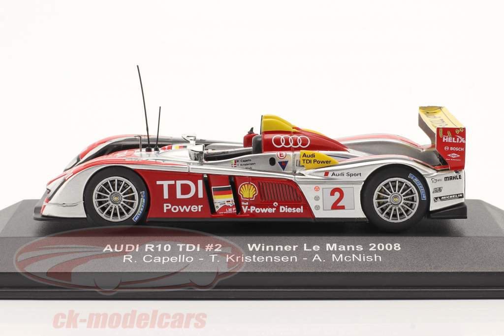 Audi R10 TDI #2 vinder 24h LeMans 2008 Capello, Kristensen, McNish 1:43 Ixo