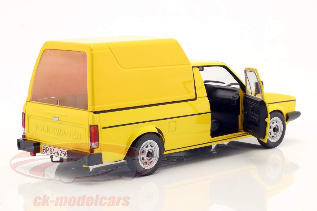 Volkswagen VW Caddy MK1 tysk Post Byggeår 1982 gul 1:18 Solido