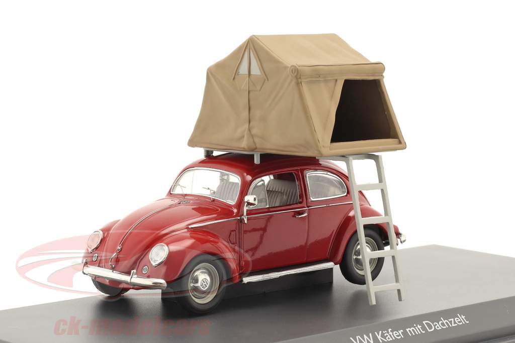 Volkswagen VW Beetle with roof tent red 1:43 Schuco