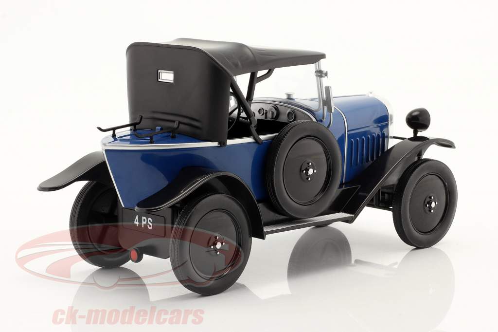 Opel 4 PS Año de construcción 1922 azul oscuro / negro 1:18 Model Car Group