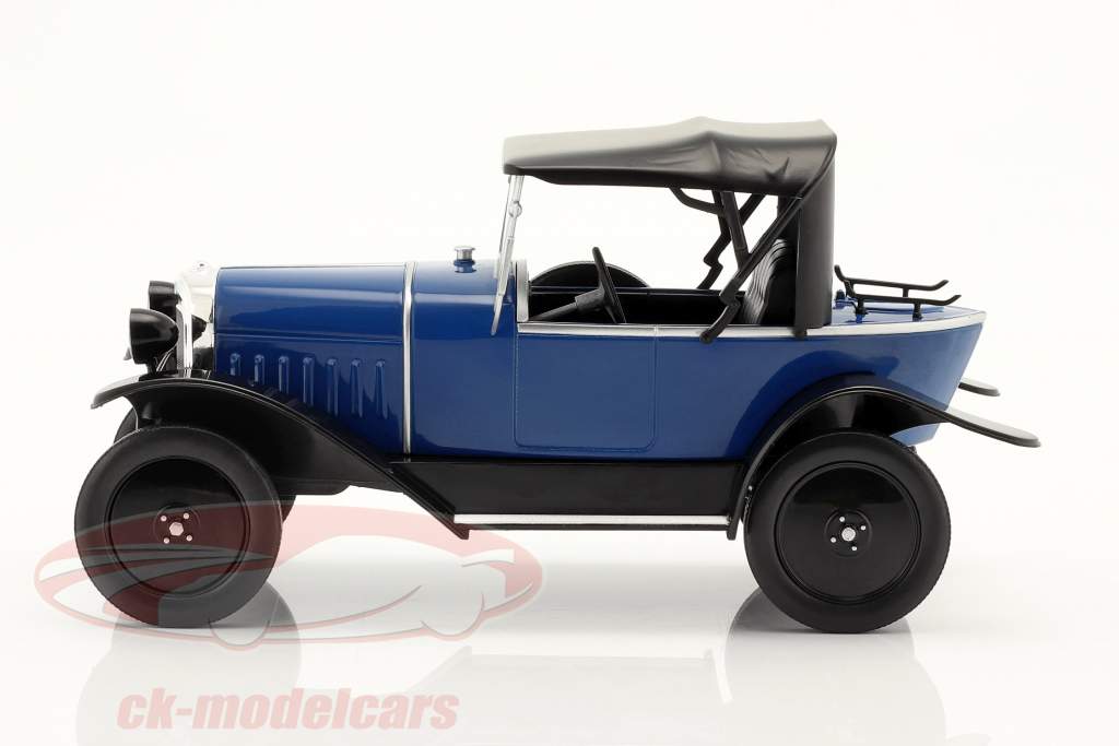 Opel 4 PS Año de construcción 1922 azul oscuro / negro 1:18 Model Car Group