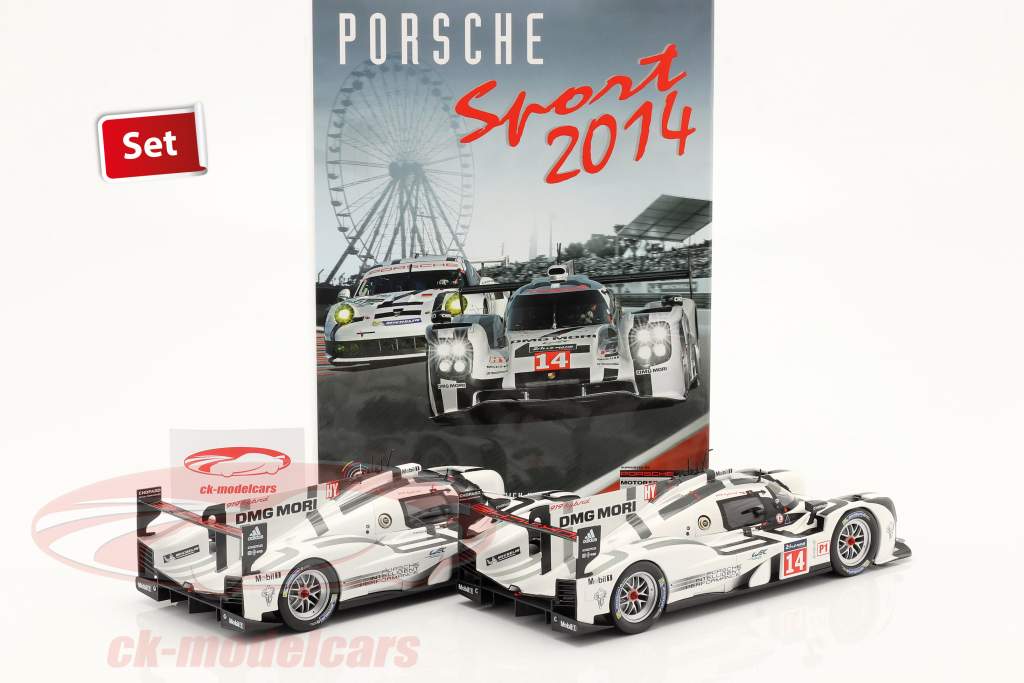 2-Car Set avec livre: Porsche 919 Hybrid #20 #14 24h LeMans 2014 1:18 Ixo