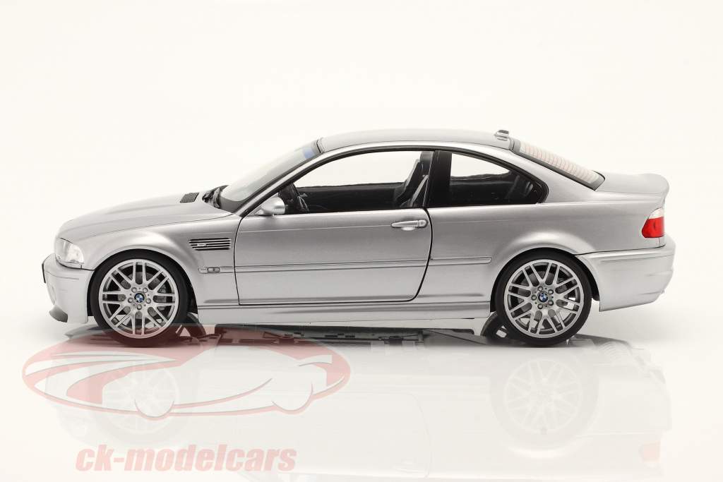 BMW M3 (E46) CSL Byggeår 2003 sølvgrå metallisk 1:18 Solido