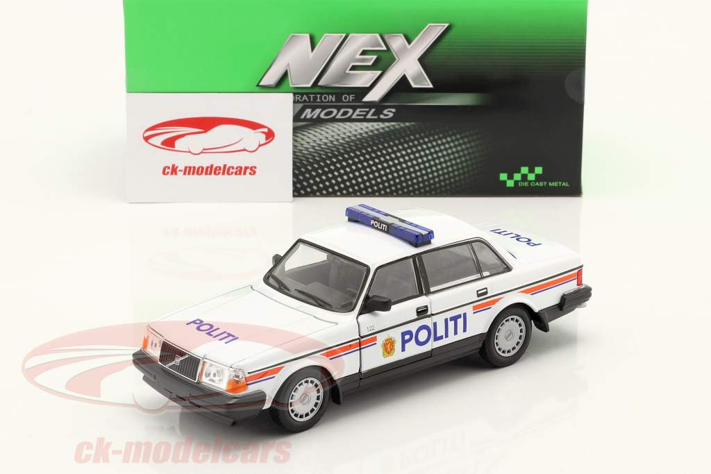 Volvo 240 GL Politi (Polizei Norwegen) 1986 weiß / orange / blau 1:24 Welly
