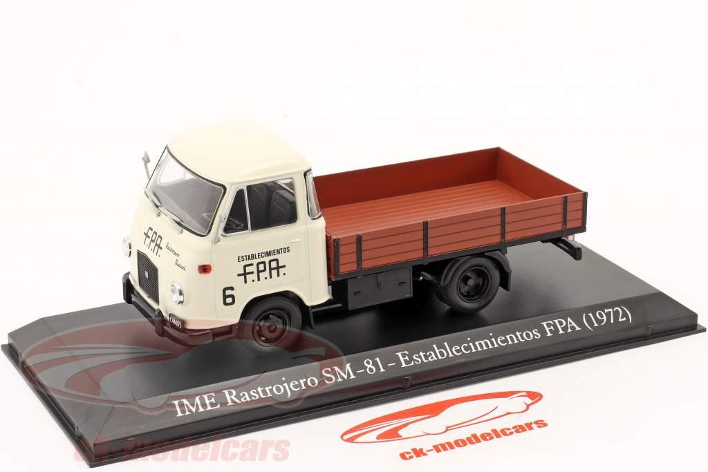 IME Rastrojero SM81 camion à plateau Establecimientos FPA 1972 blanche 1:43 Hachette