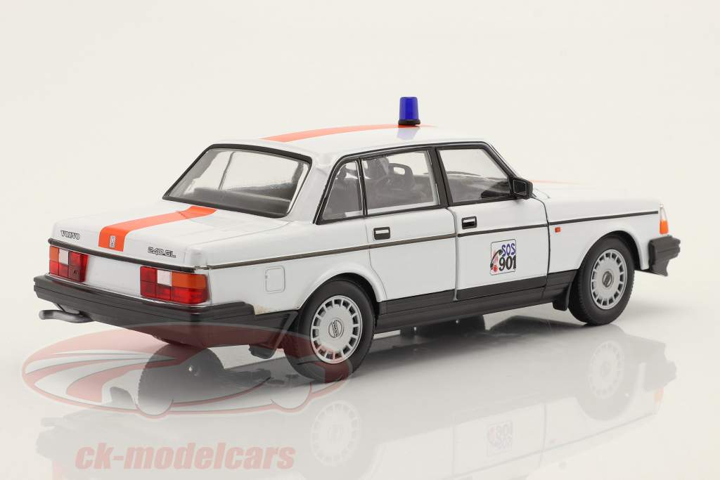 Volvo 240 GL Police Belgium year 1986 white / orange 1:24 Welly