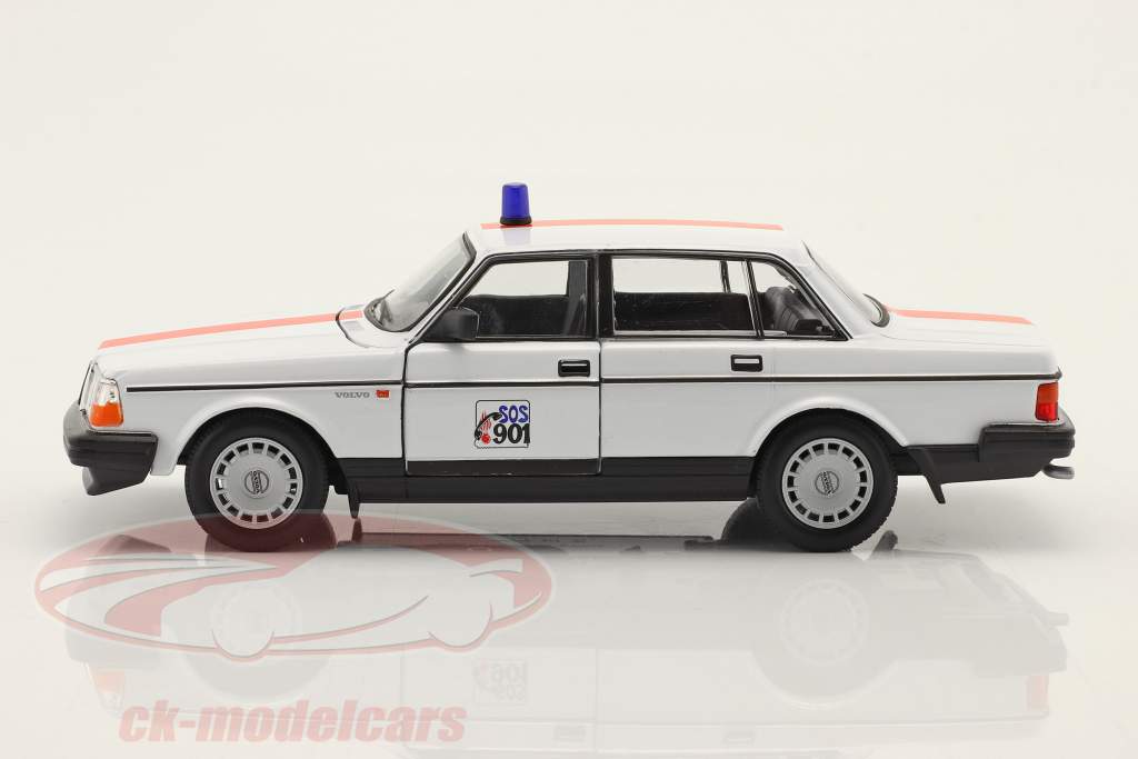 Volvo 240 GL policía Bélgica Año de construcción 1986 blanco / naranja 1:24 Welly
