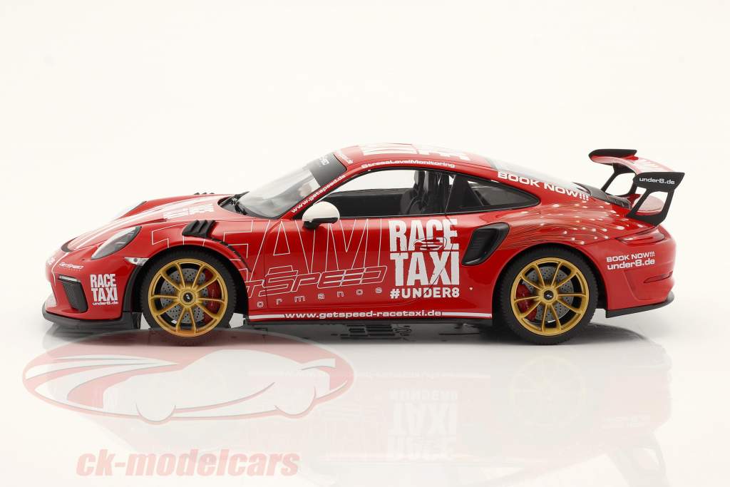 Porsche 911 (991 II) GT3 RS GetSpeed Race Taxi 2019 guards red 1:18 Minichamps
