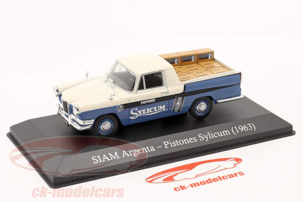 Siam Argenta Pick-Up Pistones Sylicum 1963 bleu / blanche 1:43 Hachette