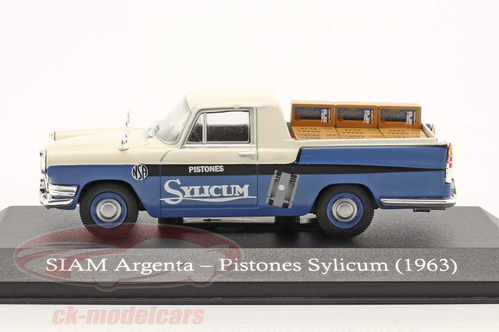 Siam Argenta Pick-Up Pistones Sylicum 1963 azul / blanco 1:43 Hachette
