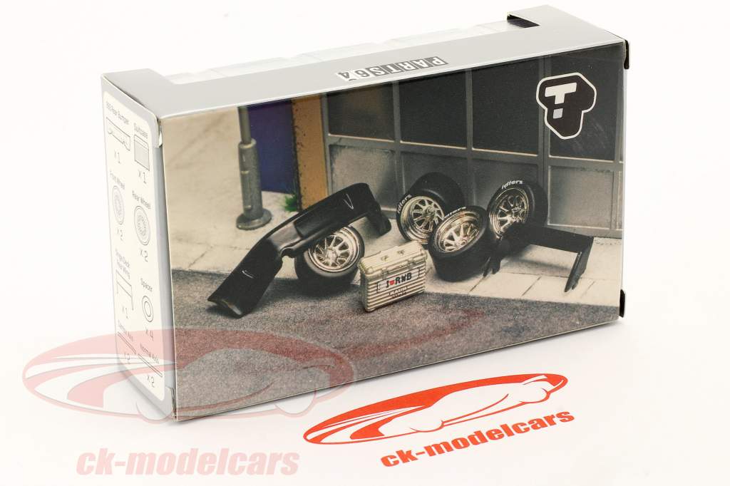 Tires and accesories set Rotiform OZT for RWB models 1:64 Tarmac Works