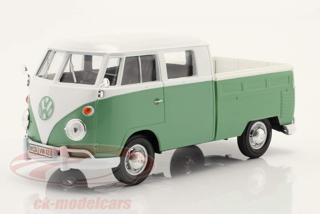 Volkswagen VW Type 2 cabine dupla verde / branco 1:24 MotorMax