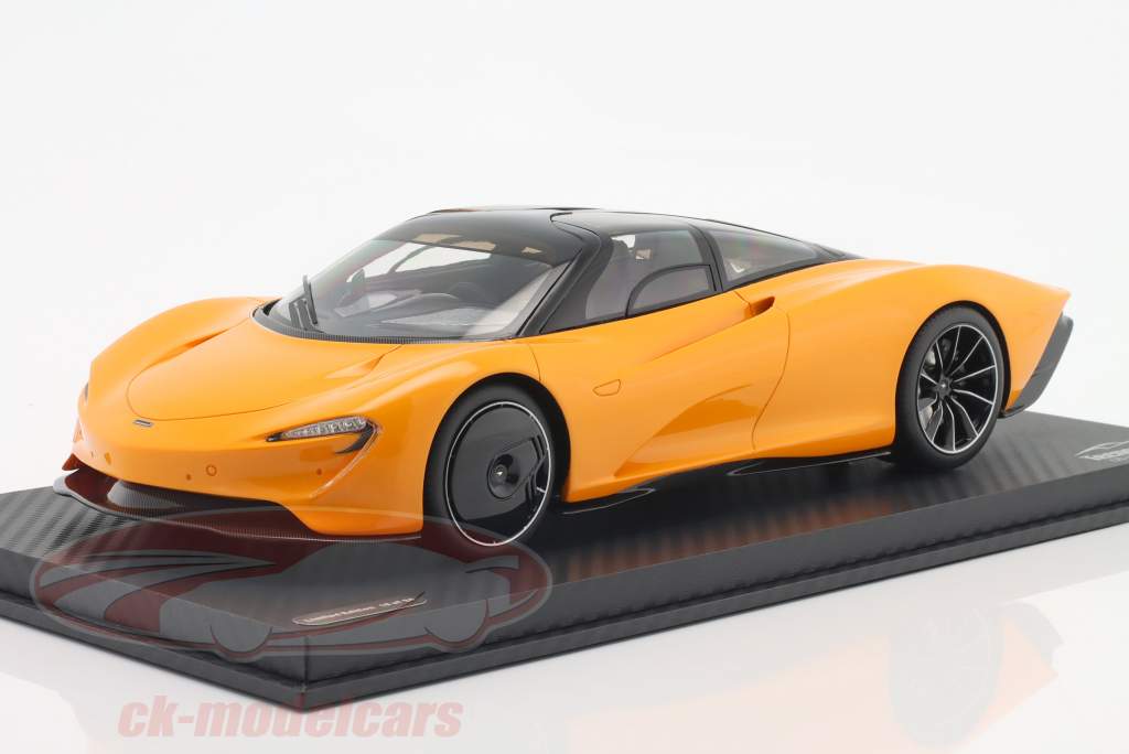 McLaren Speedtail Année de construction 2020 papaya orange Avec Vitrine 1:18 Tecnomodel