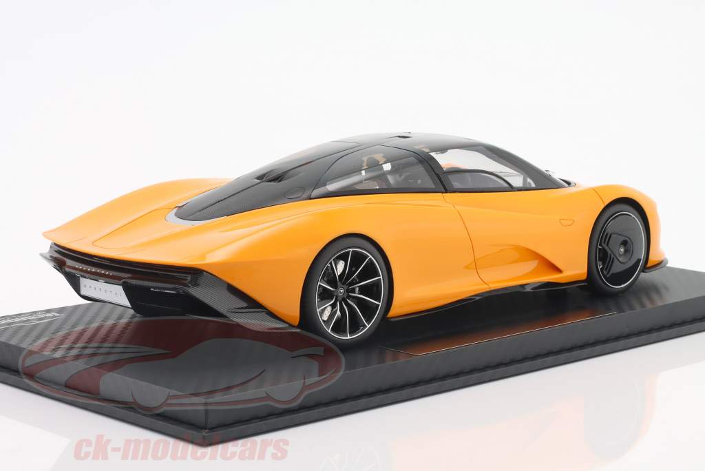McLaren Speedtail Byggeår 2020 papaya orange Med Udstillingsvindue 1:18 Tecnomodel
