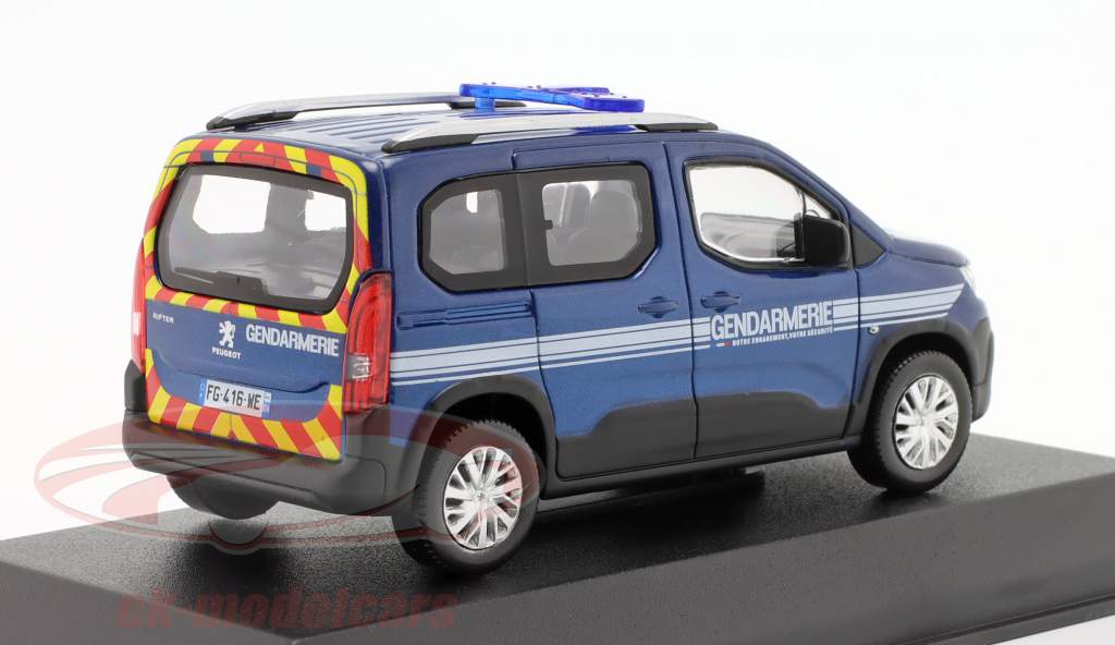 Peugeot Rifter Gendarmerie Byggeår 2019 blå 1:43 Norev