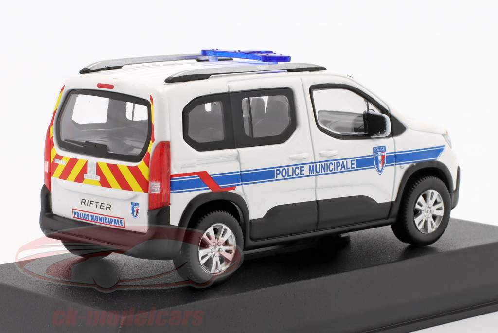 Peugeot Rifter Police Municipale 2019 hvid / blå 1:43 Norev