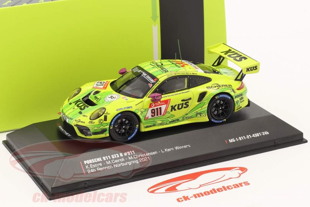 Porsche 911 GT3 R #911 gagnant 24h Nürburgring 2021 Manthey Grello 1:43 Ixo