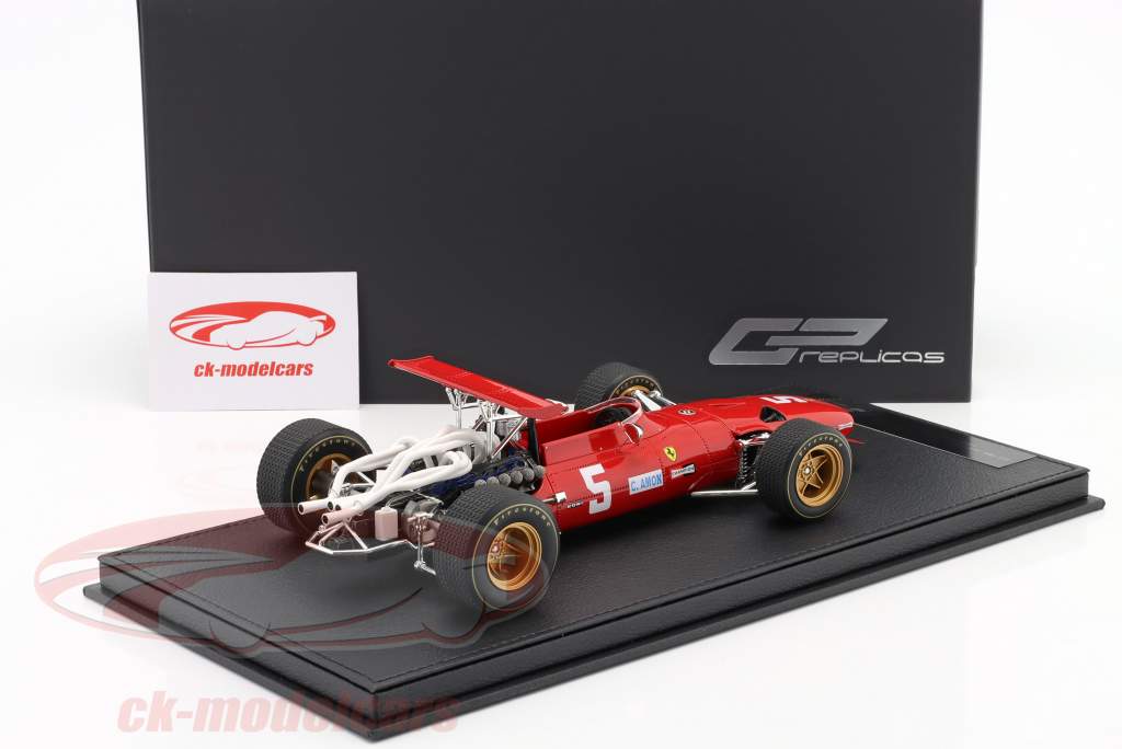Chris Amon Ferrari 312 #5 2do británico GP fórmula 1 1968 1:18 GP Replicas