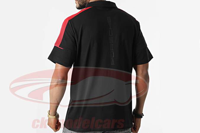 masculino camisa polo Porsche Motorsport 2021 Logo Preto / vermelho