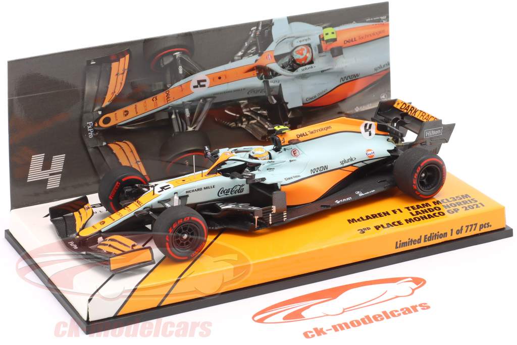 Lando Norris McLaren MCL35M #4 3ro Monaco GP fórmula 1 2021 1:43 Minichamps
