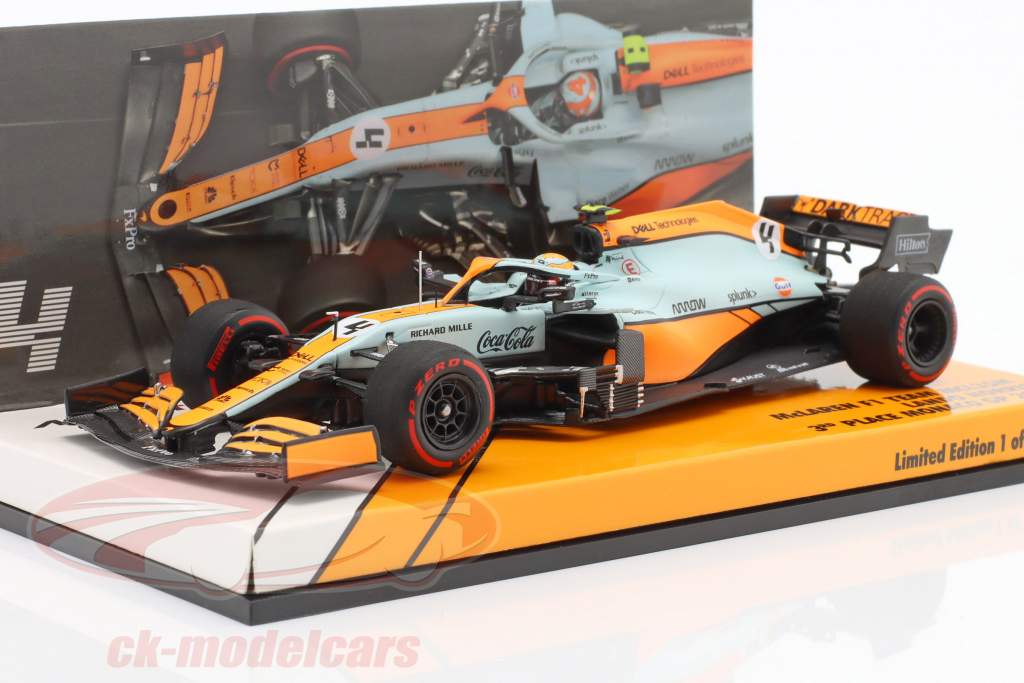 Lando Norris McLaren MCL35M #4 3rd Monaco GP formula 1 2021 1:43 Minichamps