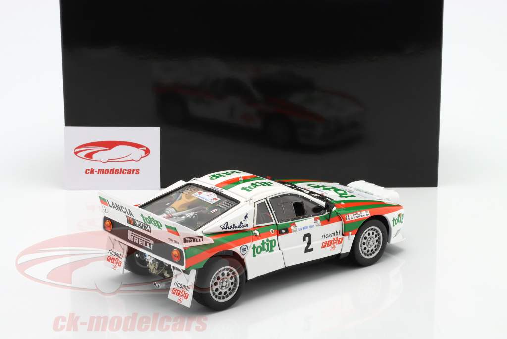 Lancia Rally 037 #2 vinder Rallye San Marino 1984 Vudafieri, Pirollo 1:18 Kyosho