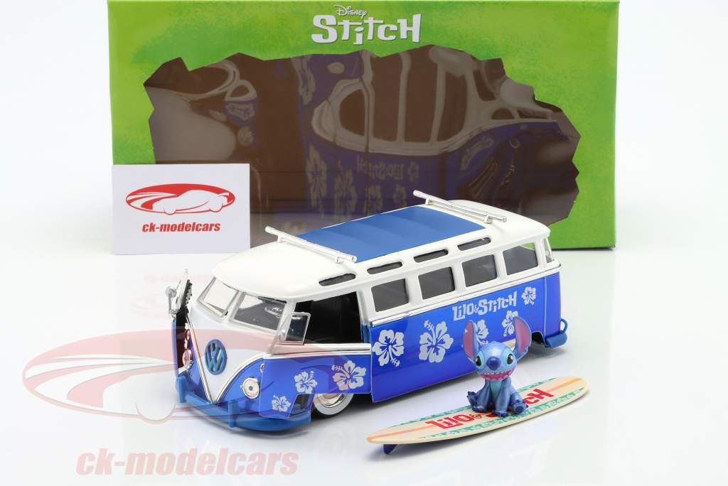 Volkswagen VW T1 bus Film Lilo & Stitch (2002) blå / hvid 1:24 Jada Toys