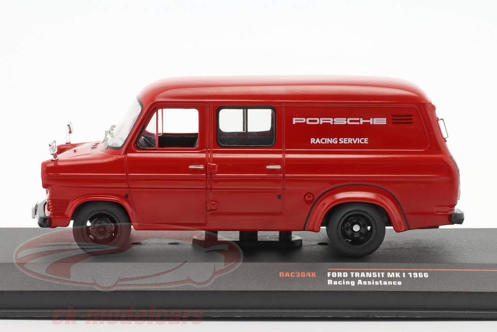 Ford Transit MK I Porsche løbstjeneste 1966 rød 1:43 Ixo