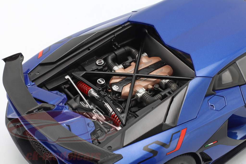 Lamborghini Aventador SVJ Byggeår 2019 blå metallisk 1:18 AUTOart
