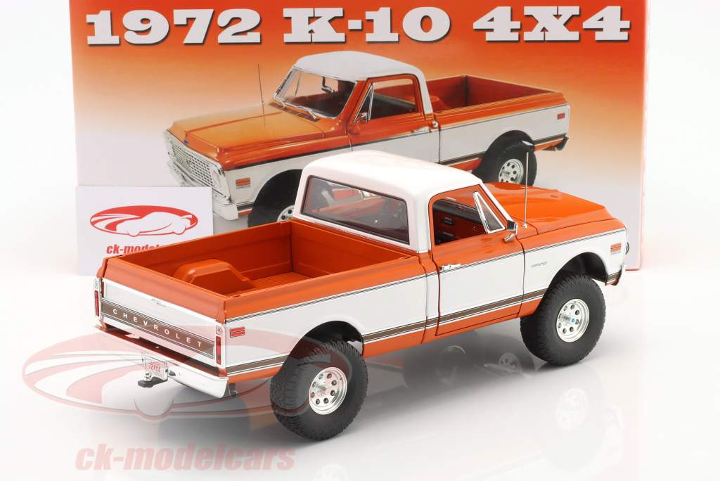Chevrolet K-10 4x4 Off-Road year 1972 orange / white 1:18 GMP