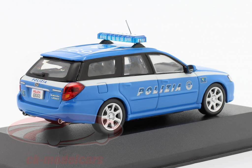 Subaru Legacy Wagon politi Italien 2003 blå 1:43 JCollection