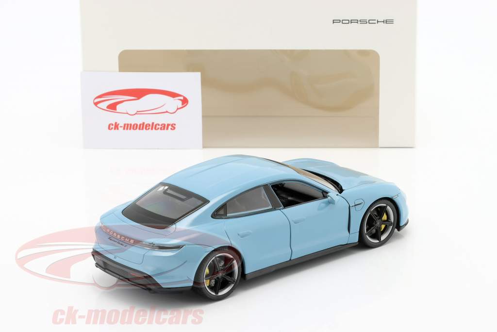 Porsche Taycan Turbo S Año de construcción 2020 azul congelado metálico 1:24 Welly