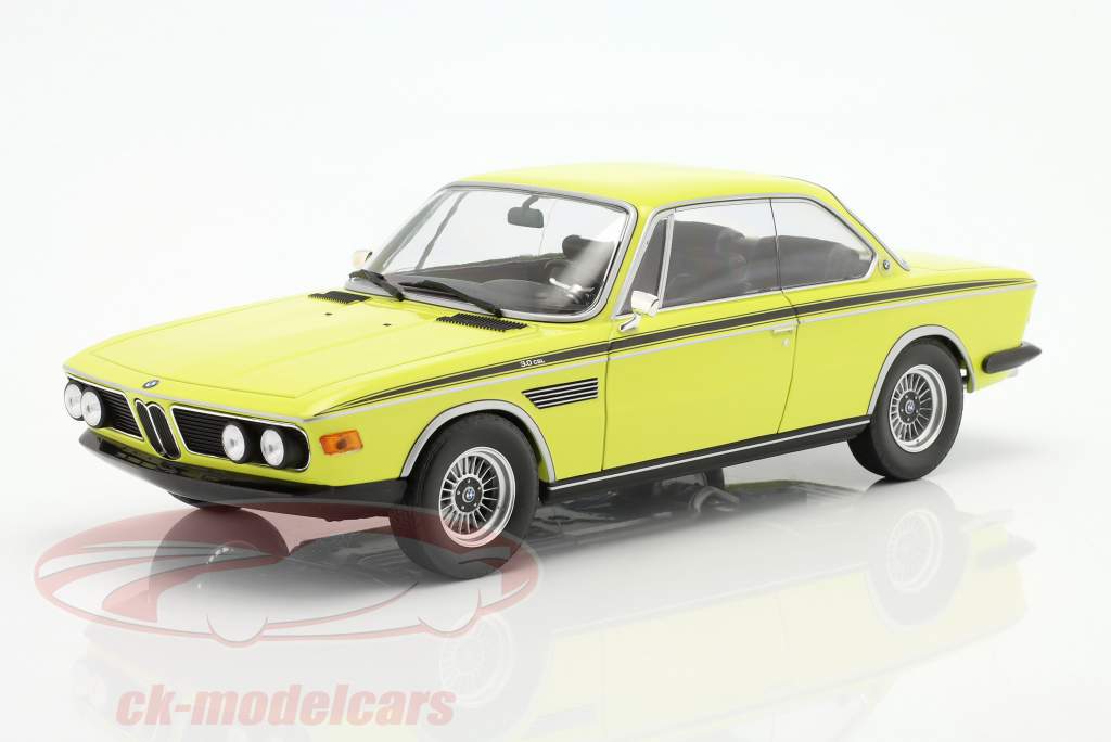 BMW 3.0 CSL bouwjaar 1971 geel 1:18 Minichamps