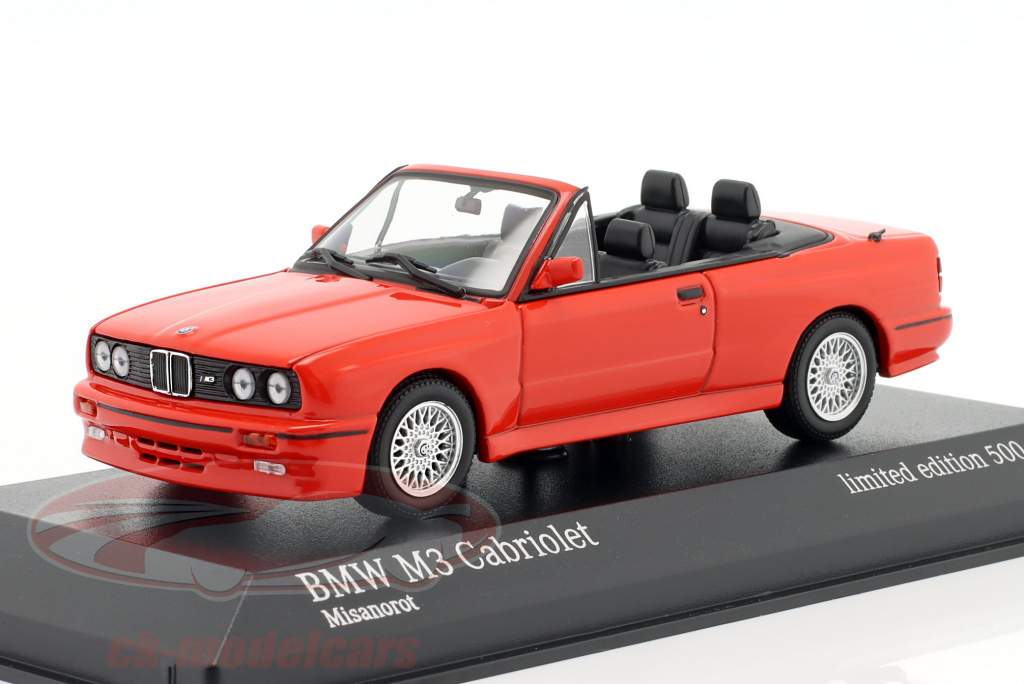 BMW M3 (E30) cabriolet Byggeår 1988 Misano rød 1:43 Minichamps