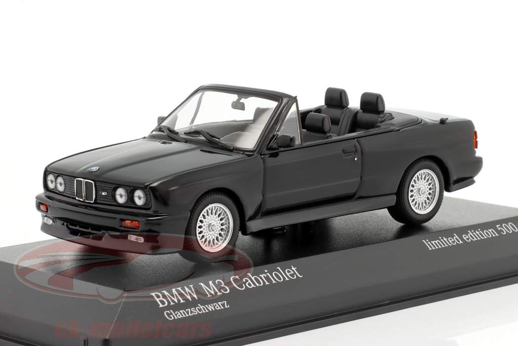 BMW M3 (E30) コンバーチブル 建設年 1988 光沢のある黒 1:43 Minichamps