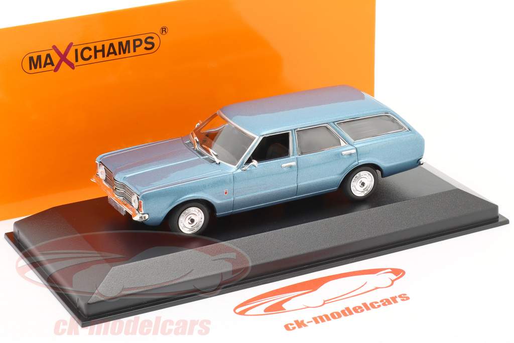 Ford Taunus Turnier Año de construcción 1970 Azul claro metálico 1:43 Minichamps