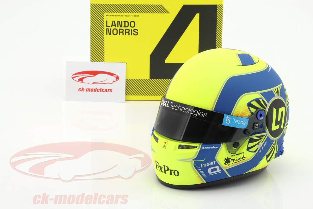 Lando Norris #4 McLaren F1 Team formel 1 2022 hjelm 1:2 Bell