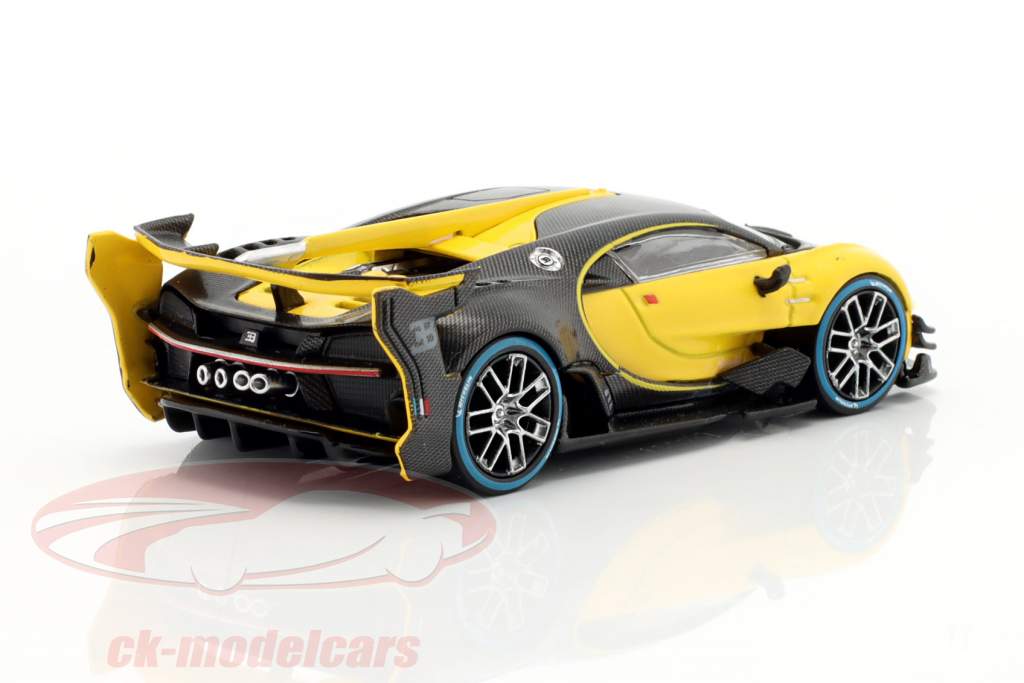 Bugatti Vision Gran Turismo LHD yellow / carbon 1:64 TrueScale
