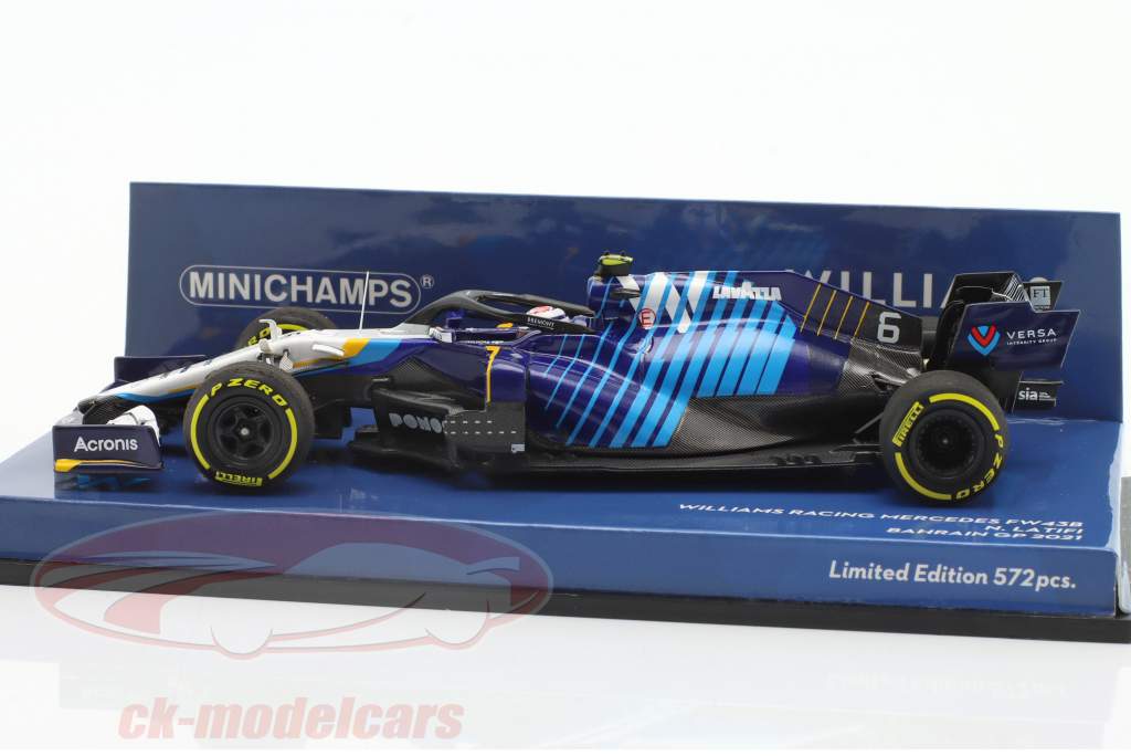 Nicholas Latifi Williams FW43B #6 Bahrain GP formel 1 2021 1:43 Minichamps
