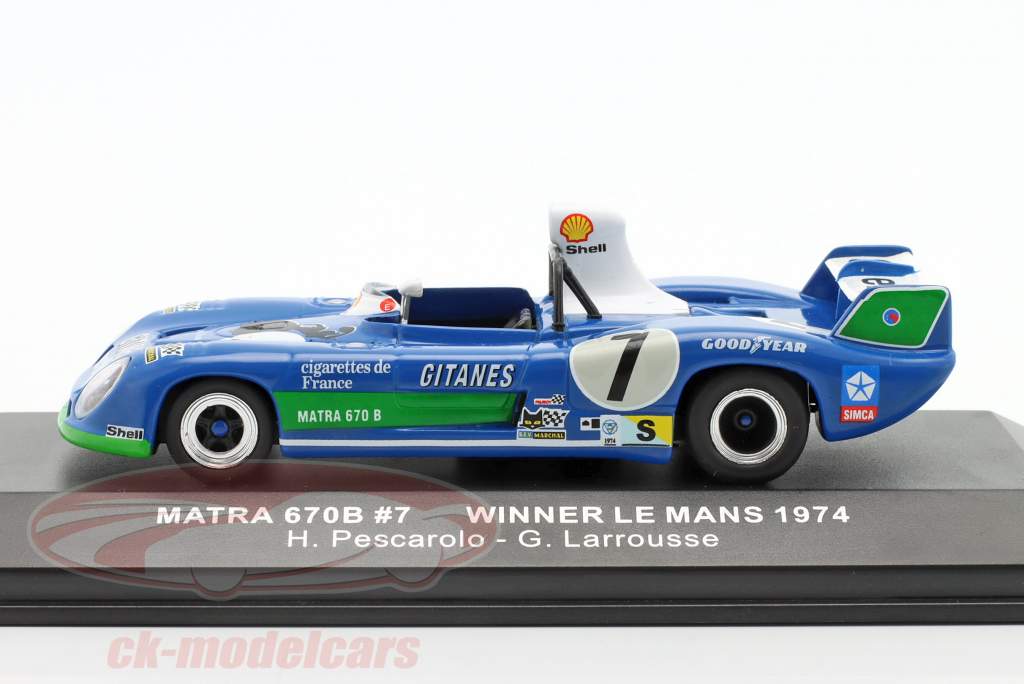 Matra MS670B #7 winnaar 24h LeMans 1974 Pescarolo, Larrousse 1:43 Ixo
