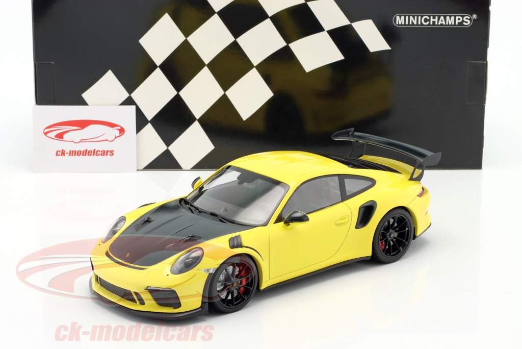 Porsche 911 (991 II) GT3 RS 2019 yellow / black rims 1:18 Minichamps