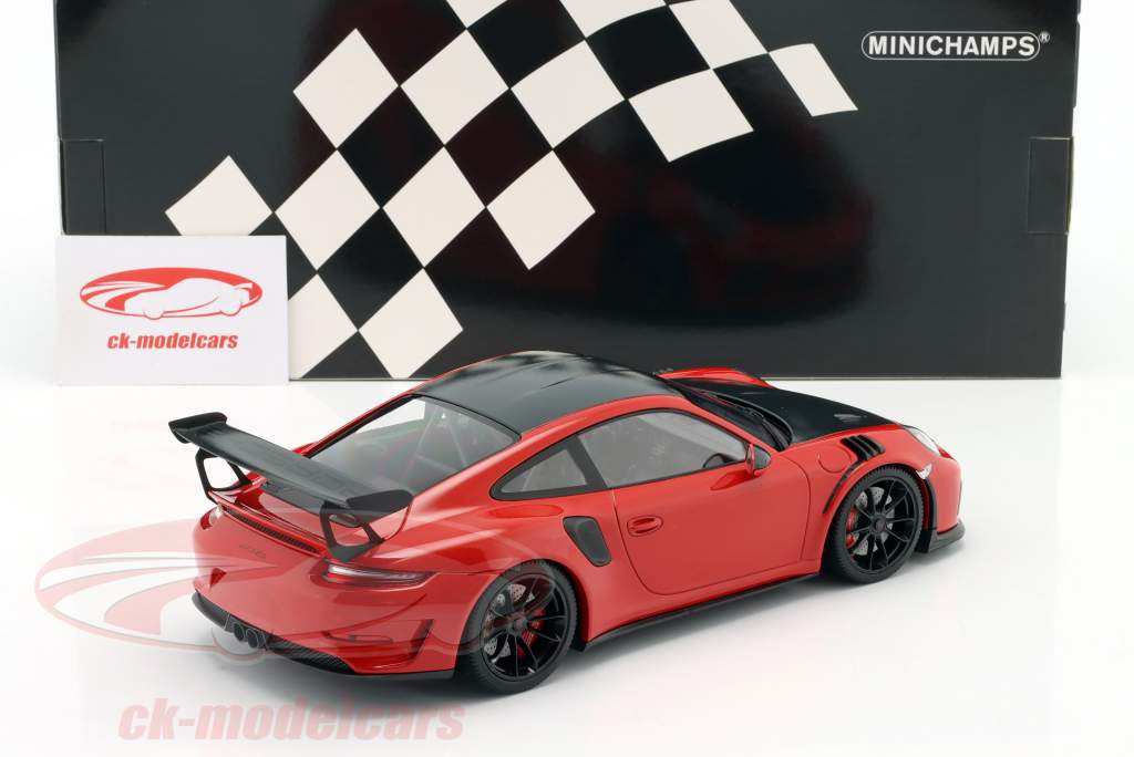 Porsche 911 (991 II) GT3 RS Weissach Package 2019 red / black rims 1:18 Minichamps