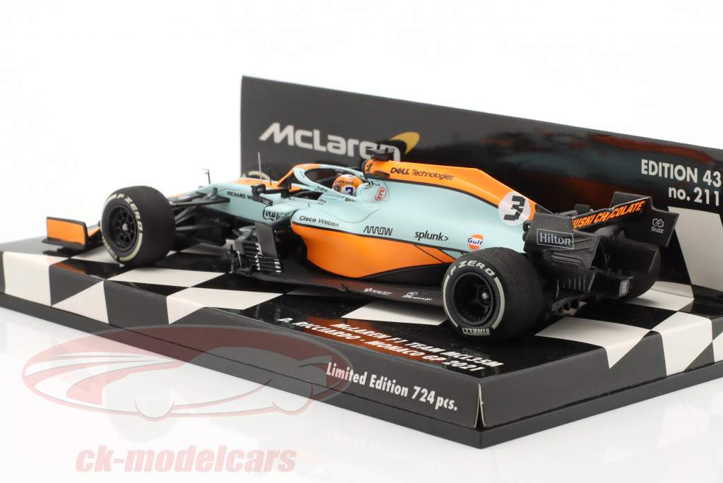 Daniel Ricciardo McLaren MCL35M #3 Monaco GP formel 1 2021 1:43 Minichamps