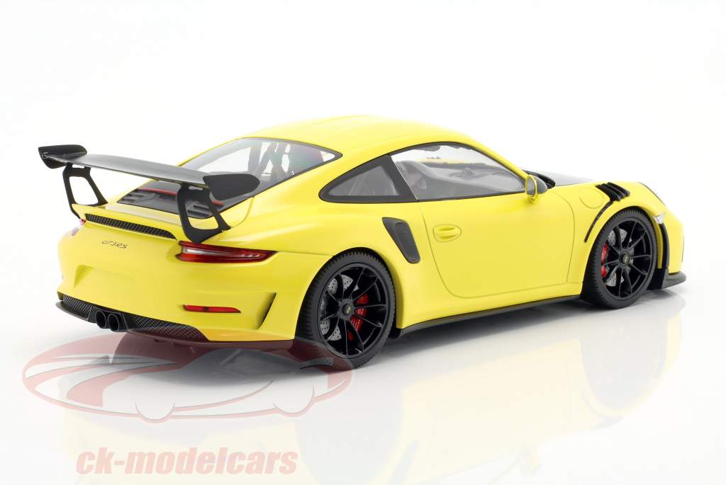 Porsche 911 (991 II) GT3 RS 2019 gul / sort fælge 1:18 Minichamps