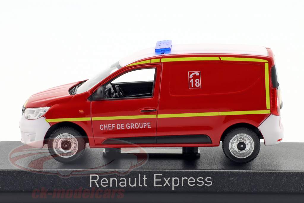 Renault Express Brandvæsen Chef de Groupe Byggeår 2021 rød / gul 1:43 Norev