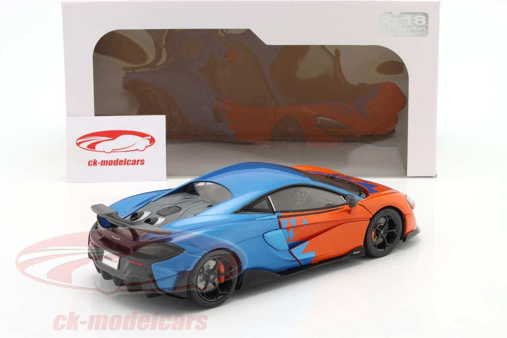 McLaren 600LT F1 Tribute Livery Ano de construção 2019 laranja / azul metálico 1:18 Solido