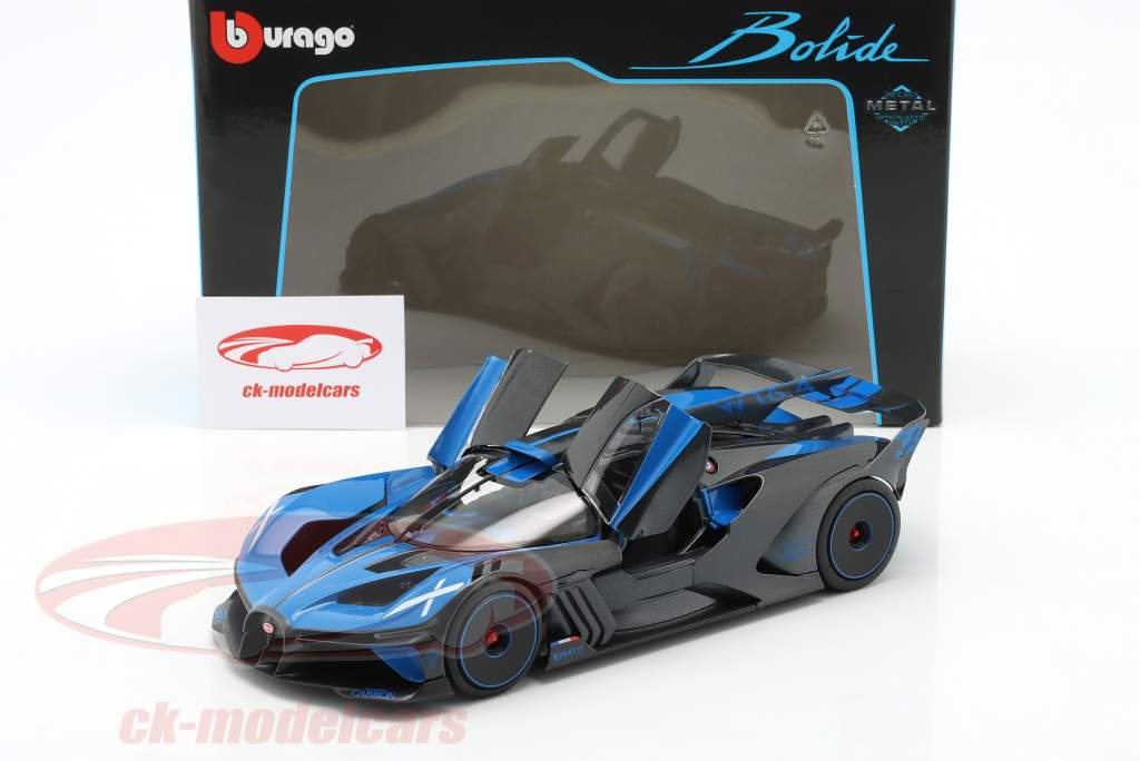 Bugatti Bolide W16.4 bouwjaar 2020 blauw / koolstof 1:18 Bburago