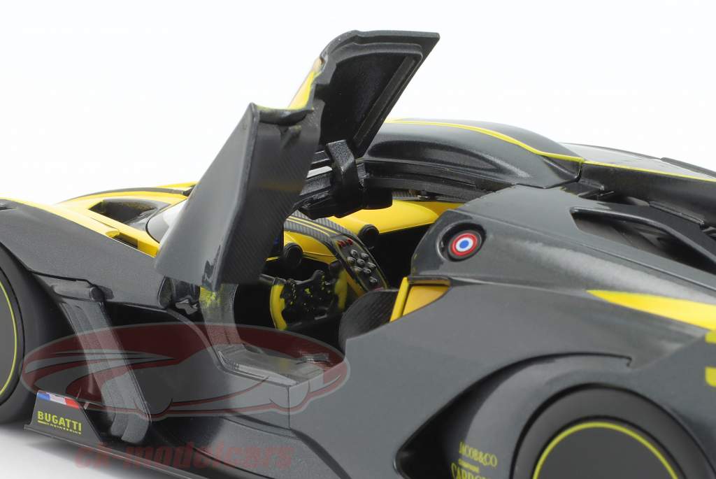 Bugatti Bolide W16.4 Année de construction 2020 jaune / carbone 1:18 Bburago