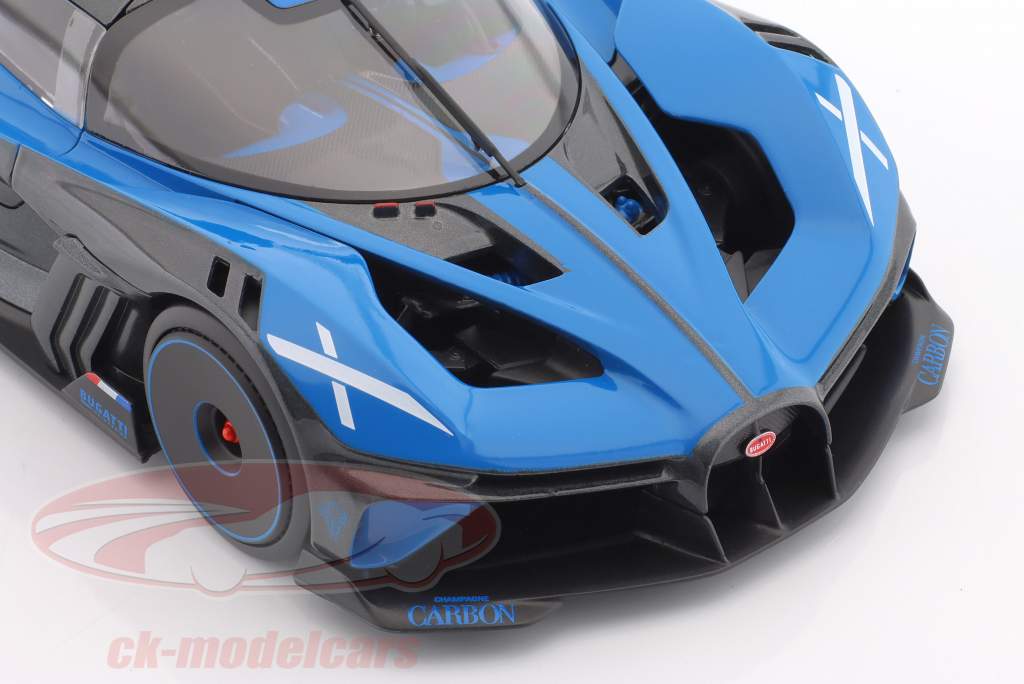 Bugatti Bolide W16.4 Ano de construção 2020 azul / carbono 1:18 Bburago