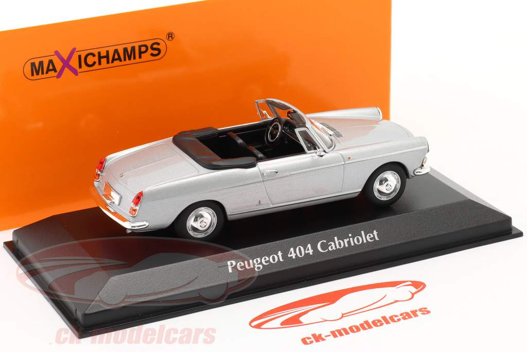 Peugeot 404 cabriolet bouwjaar 1962 zilver 1:43 Minichamps